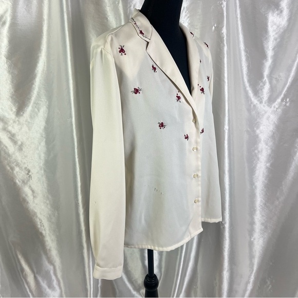 Vintage Embroidered Cream Button Down Shirt | Size 10 | Cottagecore Academia - Picture 11 of 16
